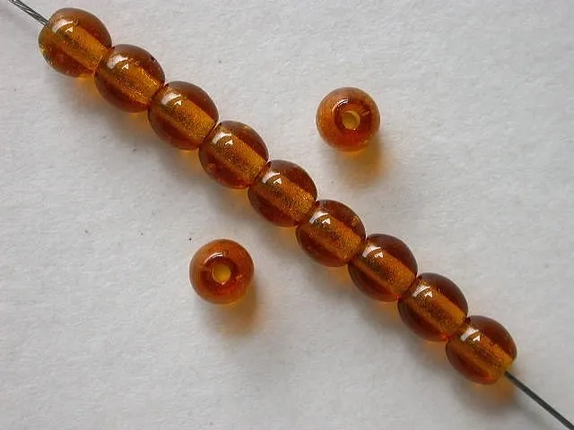 Glassbeads round, brown, 4mm, 50 pc.