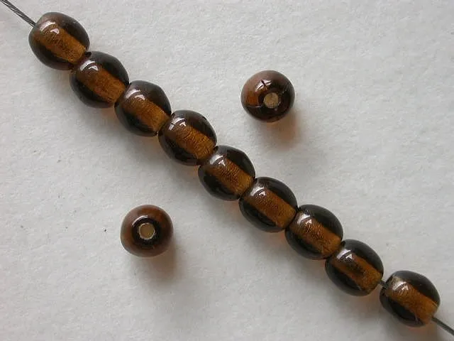 Glassbeads round, brown, 4mm, 50 pc.