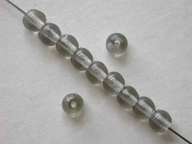 Glassbeads round, grey, 4mm, 50 pc.