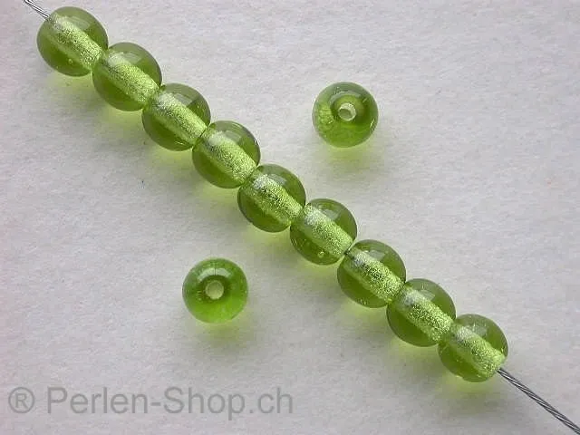 Glassbeads round, green, 4mm, 50 pc.