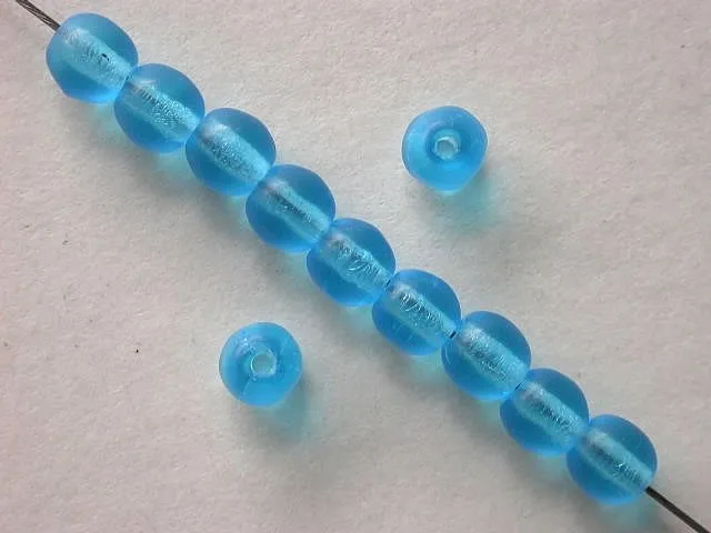 Glassbeads round, turquoise, 4mm, 50 pc.