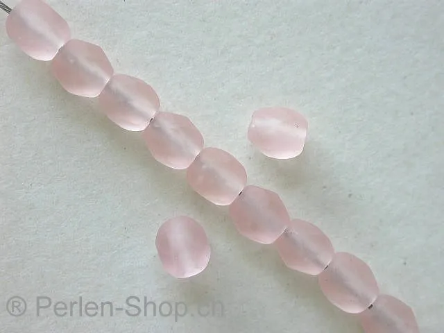 Facet-Polished Glassbeads, salmon frosted, 4mm, 100 pc.