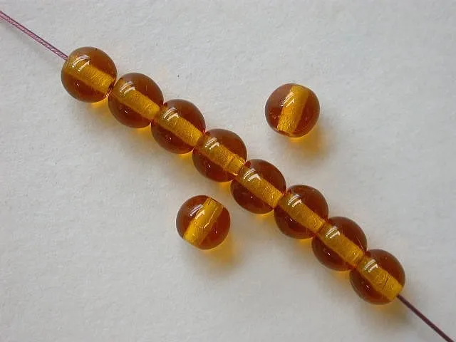 Glassbeads round, brown, 5mm, 50 pc.