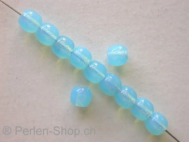 Glassbeads round turquoise, 5mm, 50 pc.