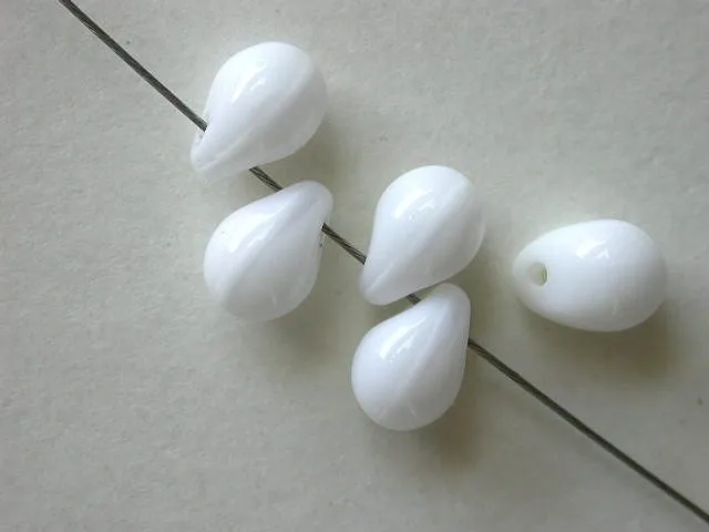 Dropbeads white, 3/5x7mm, approx. 50 pc.