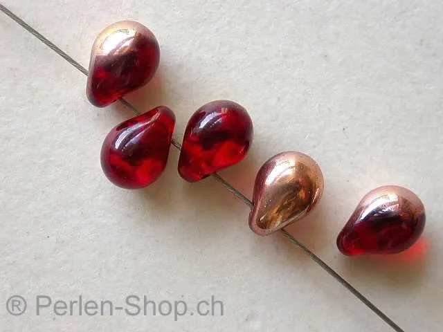 Dropbeads red ab, 3/5x7mm, approx. 50 pc.