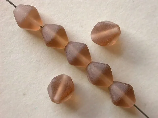 Pyramide beads brown frosted, 6mm, 50 pc.