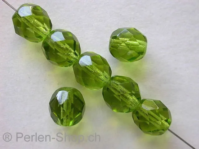 Facette-Geschliffen Glasperlen, grün, 8mm, 20 Stk.