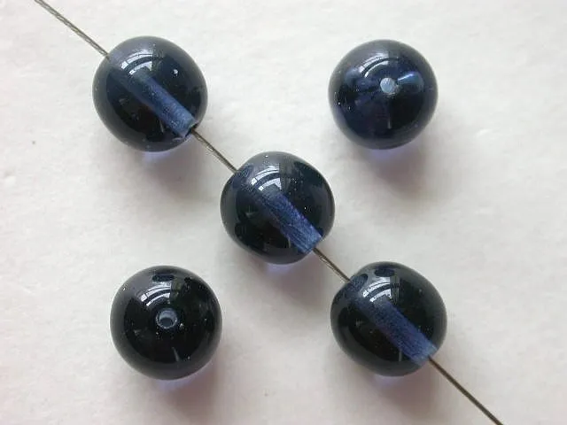 Glassbeads round, blue, 8mm, 20 pc.