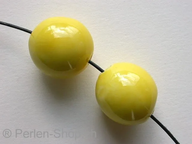 Ceramic Beads, round, ±20mm, yellow, 1 pc.