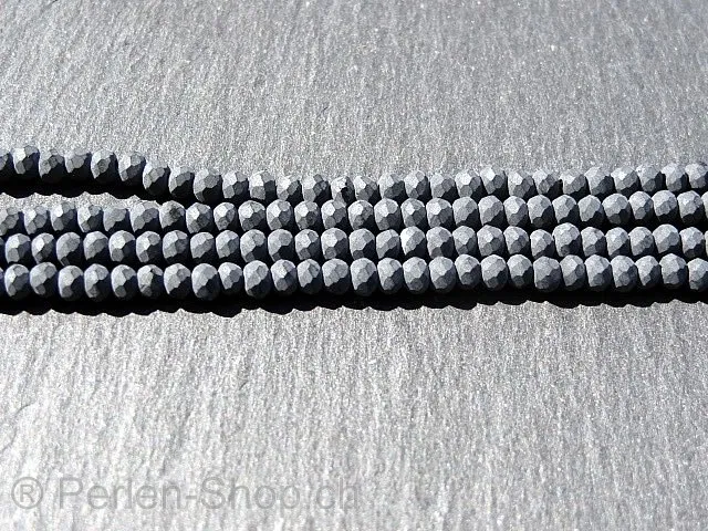 Briolette Beads, Coleur: noir frosten, Taille: ±2x3mm, Quantite: 50 piece