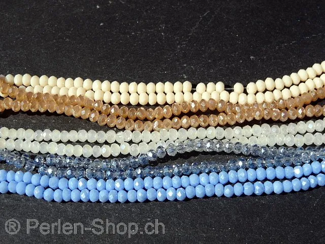 Briolette Beads, Coleur: blanc irisierend, Taille: ±2x3mm, Quantite: 50 piece