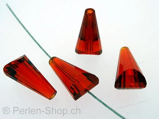 Glasperlen geschliffen, ±18x10mm, rot, 1 Stk.