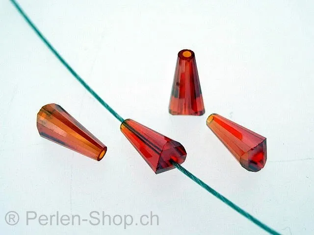 Glasperlen geschliffen, ±12x6mm, rot AB, 1 Stk.