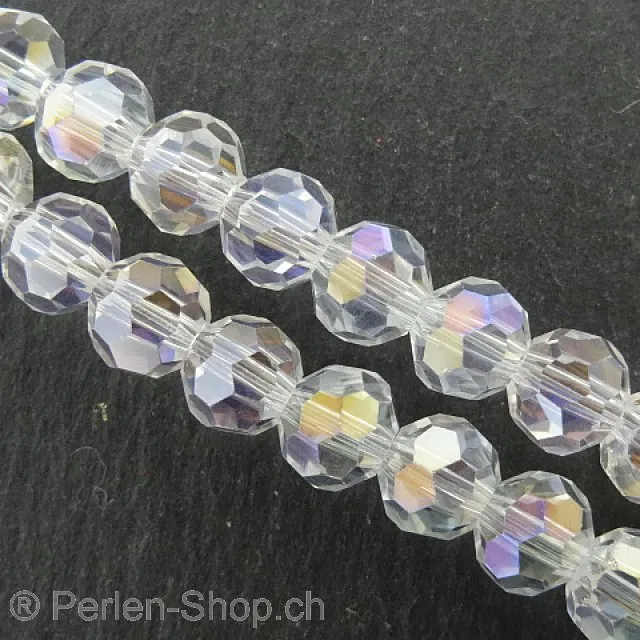 Facette-Geschliffen Glasperlen, Farbe: kristall ab, Grösse: 6mm, Menge: 50 Stk.