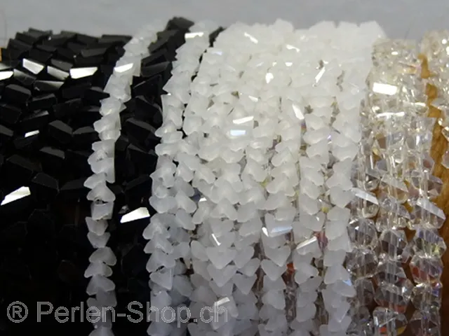 Triangular Facet-Polished glassbeads, Color: black, Size: ±2x4mm, Qty: ±50 pc.