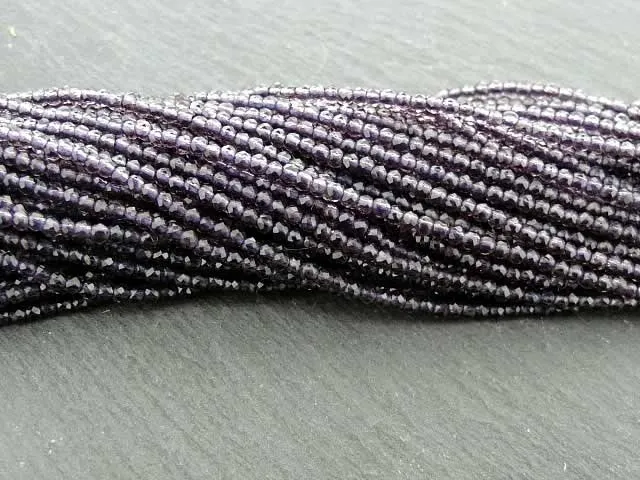Facette-Geschliffen Glasperlen, Farbe: violett, Grösse: ±2mm, Menge: 1 Strang ±200 Stk.
