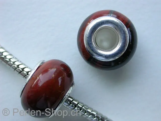 Troll-Beads Style Red Tigereye, brown, ±9x14mm, 1 pc.