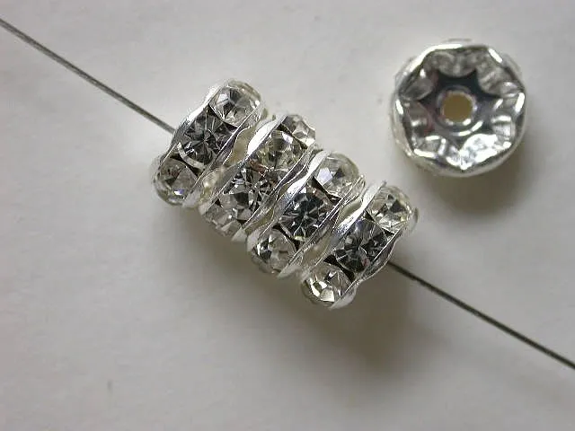 Strass rondel, crystal, 8mm, 4 pc.