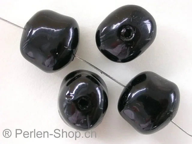 Wax beads, ±13x14mm, black, 10 pc.