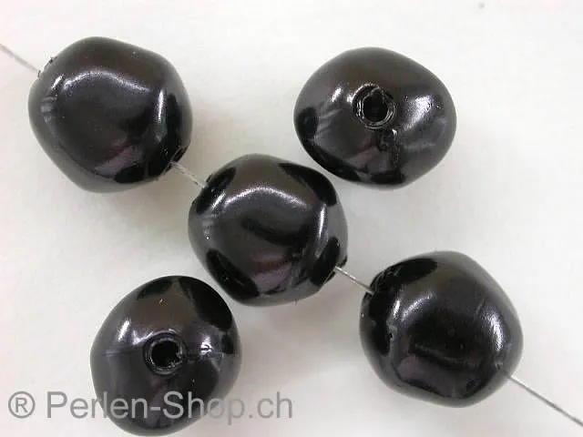 Wax beads, ±12x11mm, black, 15 pc.