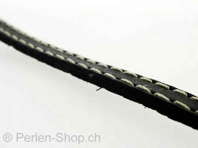 Leather Cord from coil, Color: black, Size: ±10x3mm, Qty: 10cm