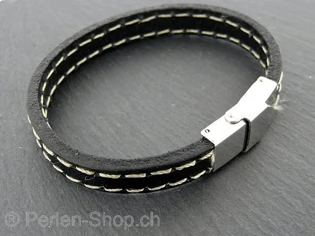 Lederband ab Spule, Farbe: schwarz, Grösse: ±10x3mm, Menge: 10cm