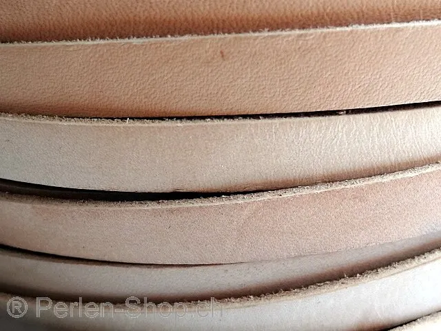Leather Cord from coil, Color: natural, Size: ±10x2mm, Qty: 10cm