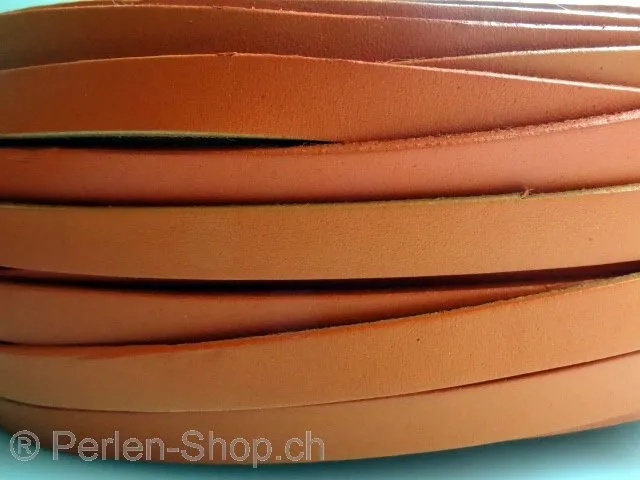 Leather Cord from coil, Color: orange, Size: ±10x2mm, Qty: 10cm