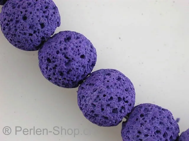Lava Stein, rund, ± 12mm, violett, 5 Stk.