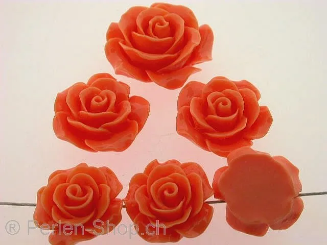 Rose, kunststoffmischung, orange, ±18x8mm, 1 Stk.