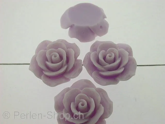 Rose, plastic mix, lilac, ±23x9mm, 1 pc.