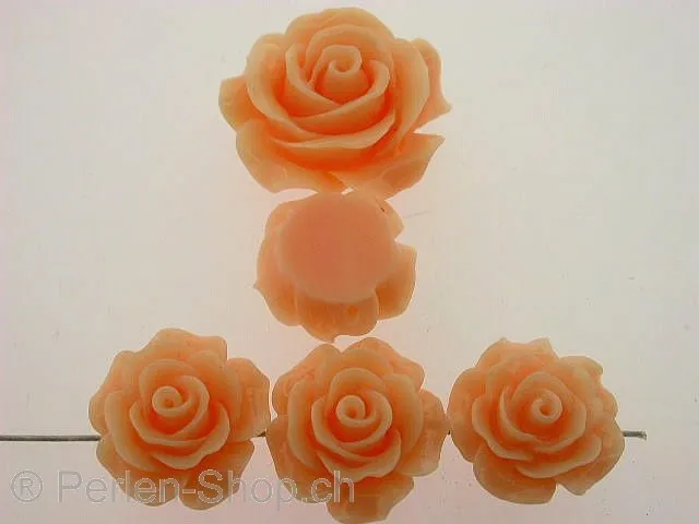 Rose, kunststoffmischung, orange, ±28x12mm, 1 Stk.