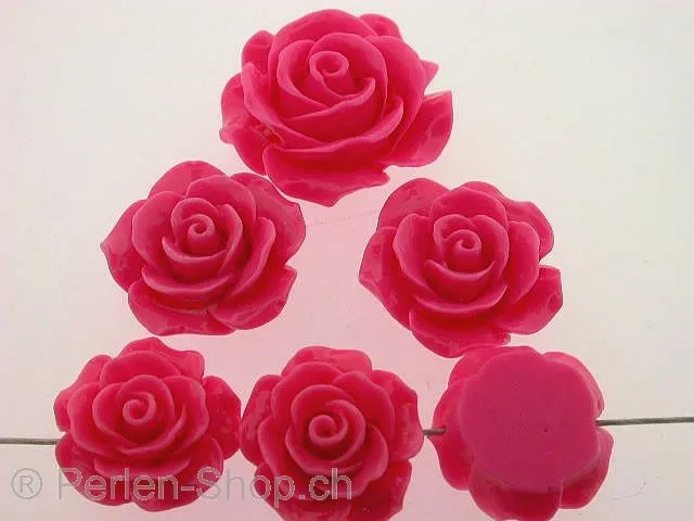 Rose, kunststoffmischung, pink, ±18x8mm, 1 Stk.