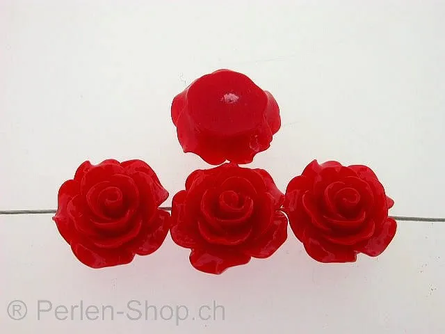 Rose, kunststoffmischung, rot, ±18x8mm, 1 Stk.