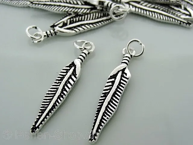 Silver Pendant Feather, Color: SILVER 925, Size: ±35x6x2mm, Qty: 1 pc.