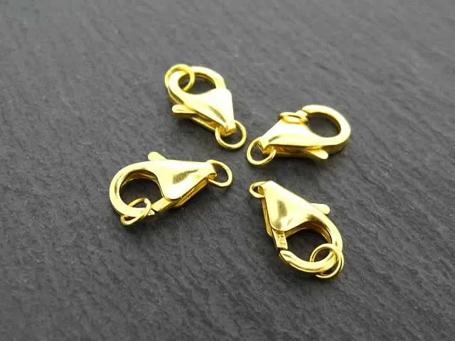 Lobster Clasp incl. 2xRing, Color: gold plated SILVER 925, Size: 8mm, Qty: 1 pc.