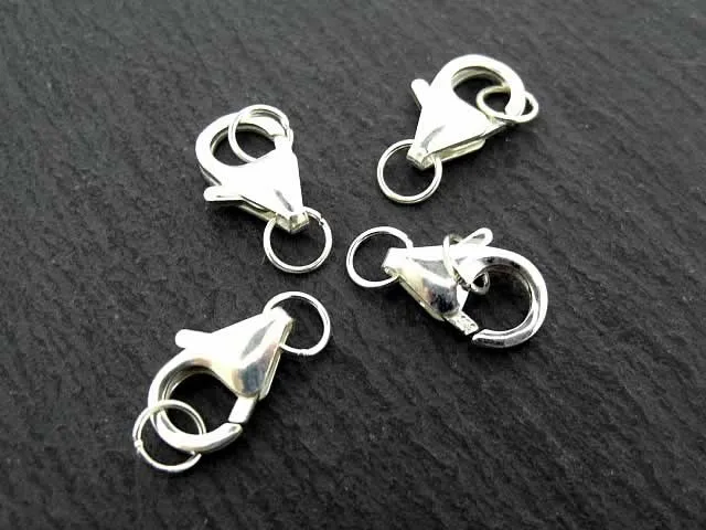 Lobster Clasp incl. 2xRing, Color: SILVER 925, Size: 10mm, Qty: 1 pc.