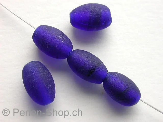 Oval, blue frostet, ±13mm, 20 pc.