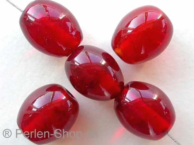 Oval, mid red, ±14mm, 5 pc.