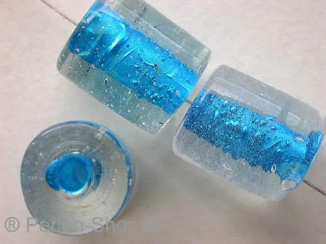 Tube Bubbles, aqua, ±15mm, 5 pc.