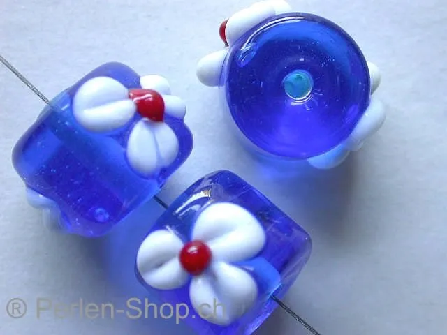 Lamp-Beads cylinder aqua with white, 12mm, 1 pc.