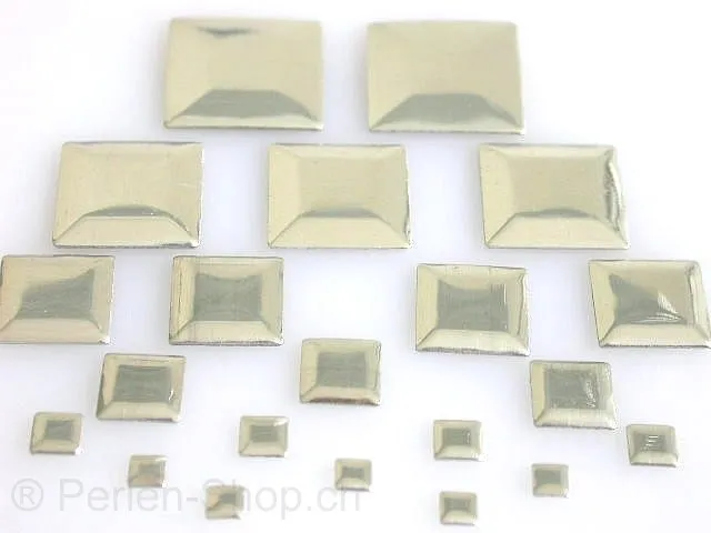 Hotfix nailheads square, silver, ±4x4mm, 100 pc.