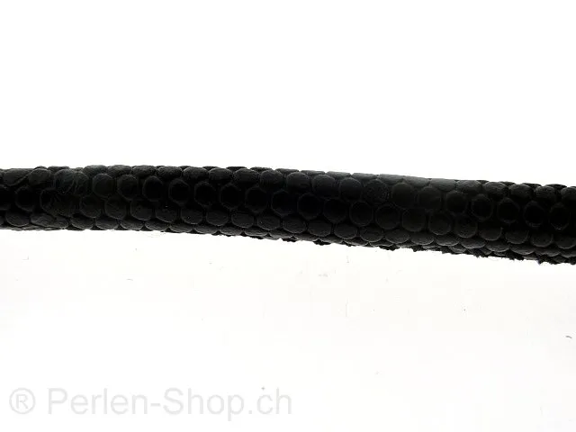 nappa Leder, Schlange Style, schwarz, ±6mm, 10cm