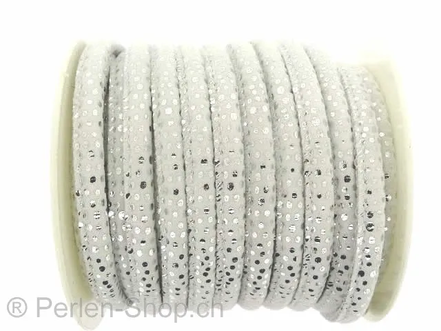 nappa Leather, Snake Style, white, ±6mm, 10cm
