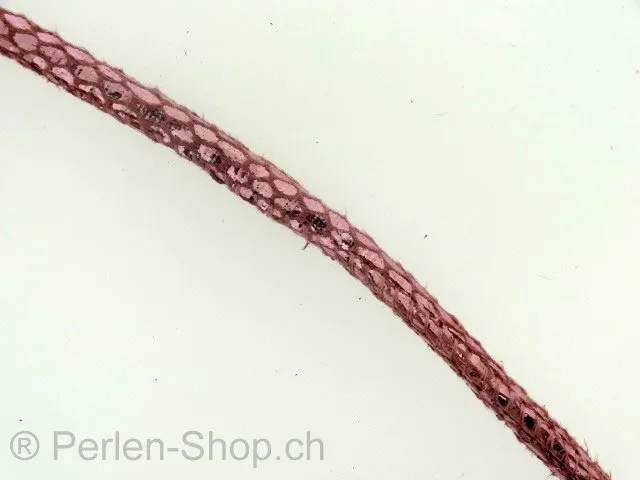 nappa Leder, Schlange Style, rosa, ±6mm, 10cm