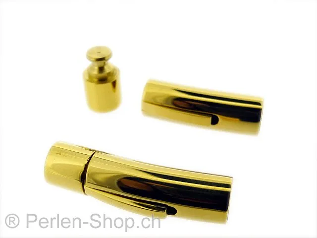 Stainless Steel Press Clasps, Color: gold, Size: ±30x8mm, Qty: 1 pc.