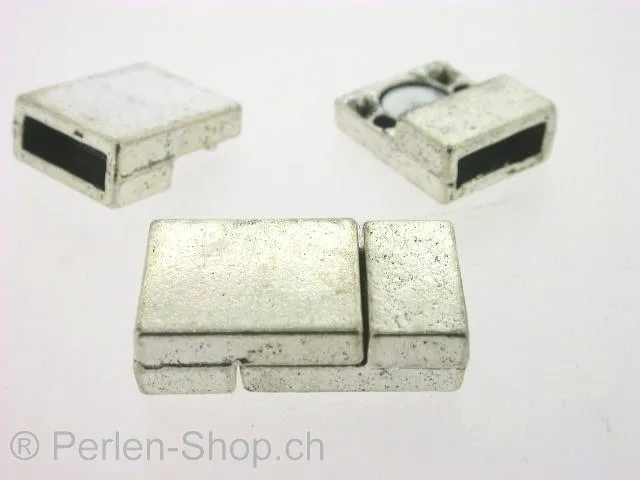Magnetic Clasps, ±21x12mm, old silver color, 1 pc.