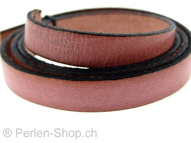 Leather Cord from coil, Color: rosa, Size: ±10x2mm, Qty: 10cm