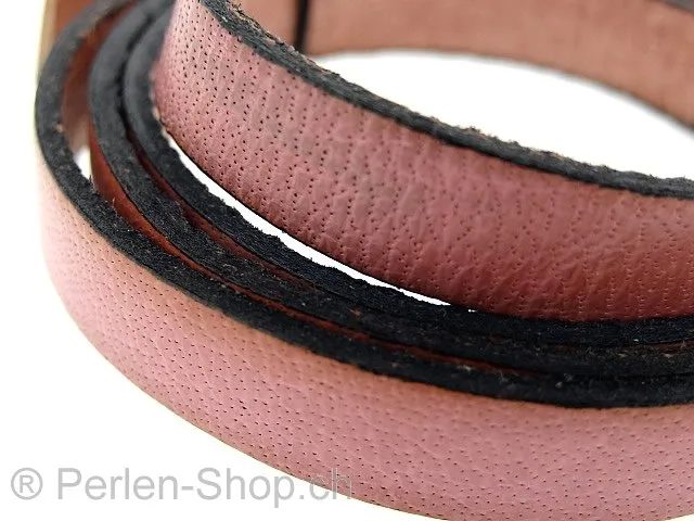 fils de cuir plat, Couleur: rose, Taille: ±10x2 mm, Quantite: 10cm